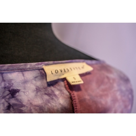 Lovestitch Romper Tie Dye Print Purple Deep V Neck Kimono Sleeve S - Picture 3 of 4